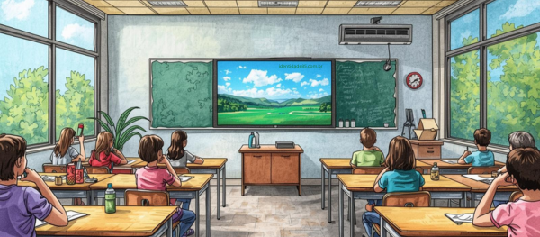 vídeos em sala da aula